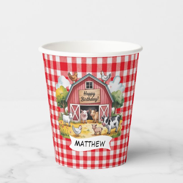 Vasos De Papel Barnyard Animals 1st. Birthday Party (Anverso)