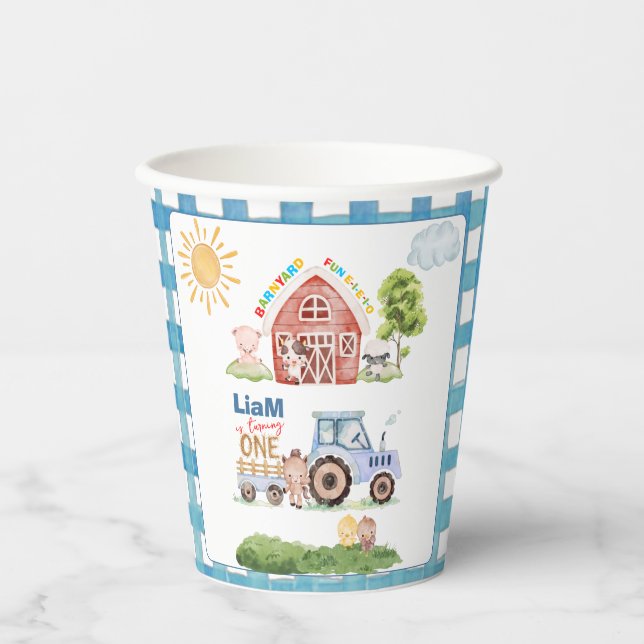 Vasos De Papel Barnyard Fun 1st Birthday (Anverso)