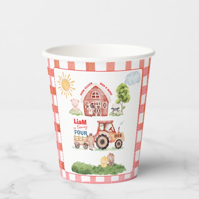 Vasos De Papel Barnyard Fun Any Age Birthday (Anverso)