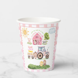 Vasos De Papel Barnyard Fun Pink 2nd Birthday 