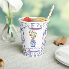 Vasos De Papel Barrera Chinoiserie personalizada de fresas rojas