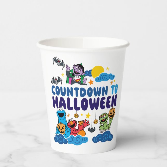 Vasos De Papel Barrio Sésamo | Cuenta regresiva para Halloween (Izquierda)