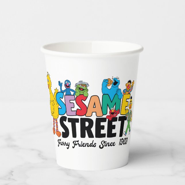 Vasos De Papel Barrio Sésamo | Furry Friends Desde 1969 (Izquierda)