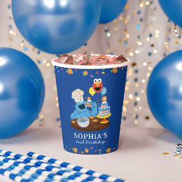 Vasos De Papel Barrio Sésamo | Pastel de cumpleaños de Cookie Mon