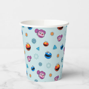 Vasos De Papel Barrio Sésamo   Patrón de caras de los edificios d