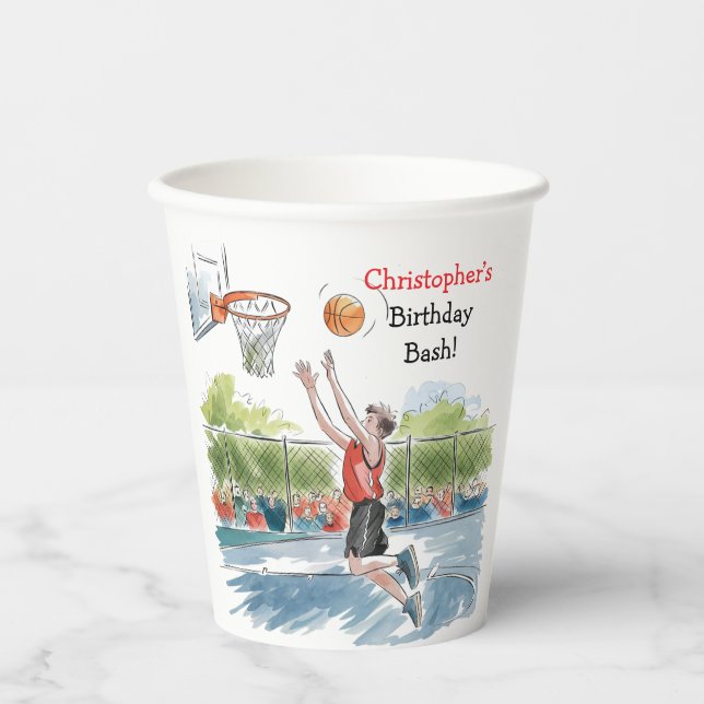 Vasos De Papel Bash de cumpleaños: bucles y bombo publicitario (Anverso)