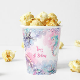 Vasos De Papel Bash de cumpleaños de sirena mágica submarina