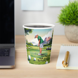 Vasos De Papel Bash de cumpleaños sobre lo verde