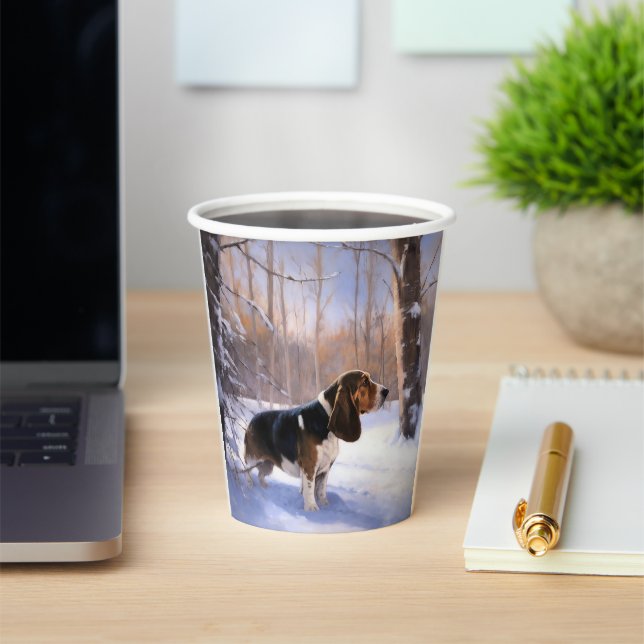 Vasos De Papel Basset Hound Let It Snow Navidades (in situ)