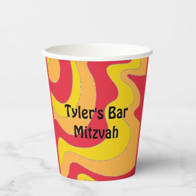 Vasos De Papel Bat Bat Mitzvah Paper Cup Hippie Waves (Anverso)