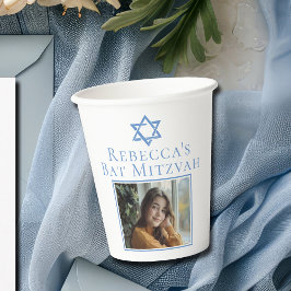 Vasos De Papel Bat Mitzvah Foto Estrella azul de David Fiesta