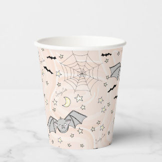 Vasos De Papel Batido Naranja, estrellas y lunas adormilado