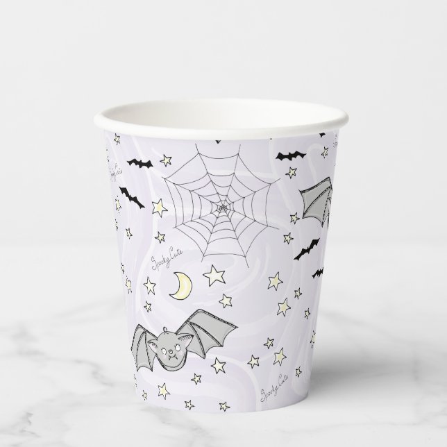 Vasos De Papel Batidos morados, estrellas y lunas adormilado (Anverso)