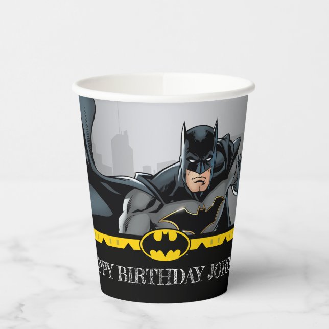 Vasos De Papel Batman | Aniversario feliz de Chalkboard (Izquierda)
