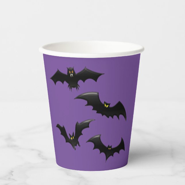 Vasos De Papel Bats voladores de Halloween (Anverso)