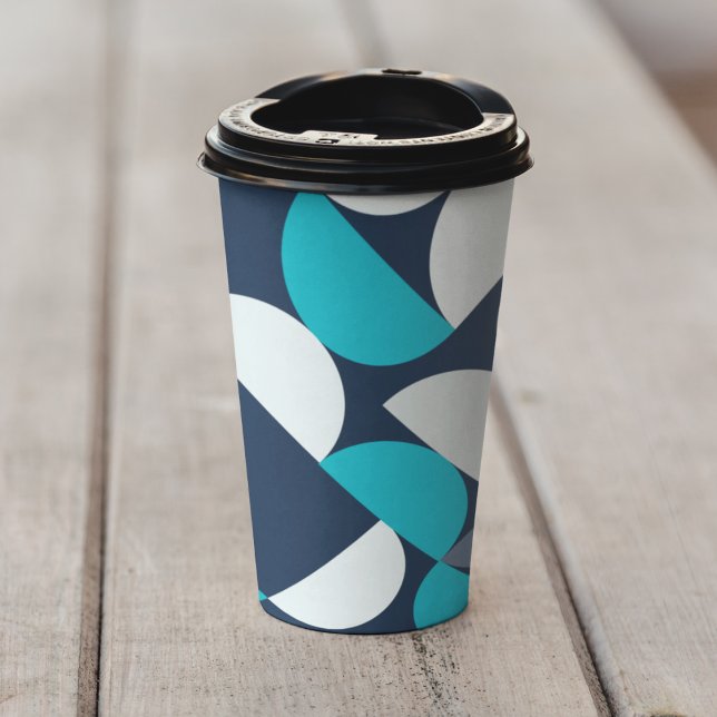 Vasos De Papel Bauhaus Vector (Blue bauhaus theme kids,adult party stationery, birthday party use and throw paper cups)