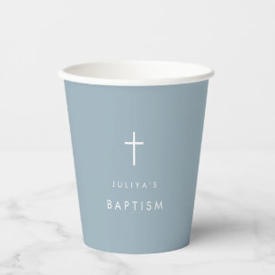 Vasos De Papel Bautismo azul polvoriento moderno