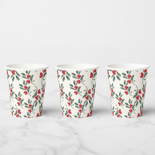 Vasos De Papel Bayas de moras de la morera verde hojas de mistlet