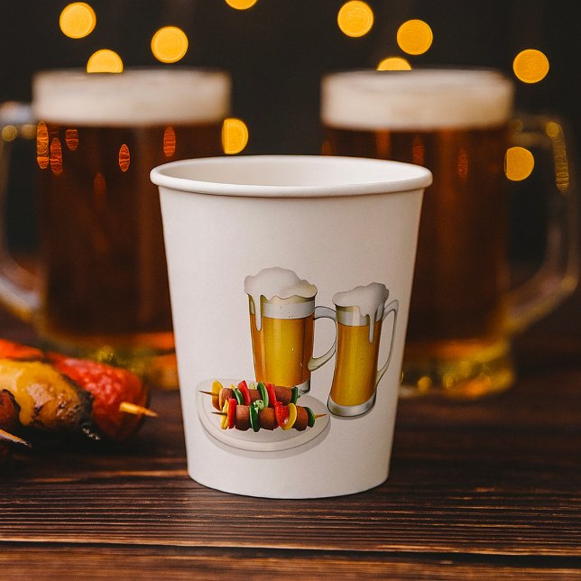 Vasos De Papel BBQ Skewewewers y Beer Summer Cooking (Subido por el creador)
