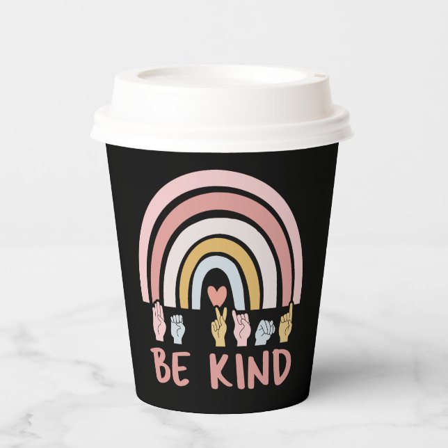 Vasos De Papel Be Kind ASL III - Lenguaje Rótulo americano (Anverso)
