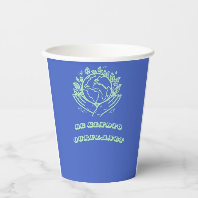 Vasos De Papel Be Kind to Our Planet: Caring Hands Earth Tee (Anverso)