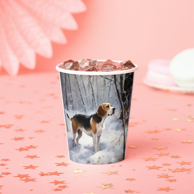 Vasos De Papel Beagle Deja que nieve Navidad (in situ)