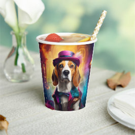 Vasos De Papel Beagle en traje vibrante