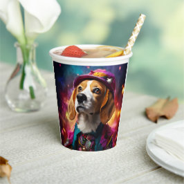 Vasos De Papel Beagle en un Gorra rosado