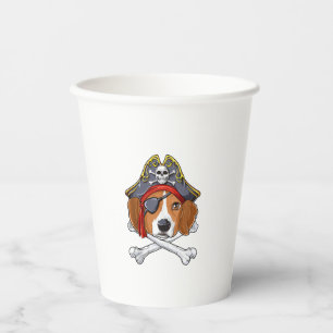 Vasos De Papel Beagle Pirate Costume Jolly Roger Bandera Cruz de