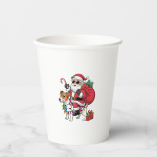 Vasos De Papel Beagle Xmas iluminando a Santa Riding Perro Beagle