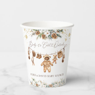 Vasos De Papel Bear ClothestLine Frío fuera de Baby Shower
