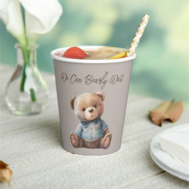 Vasos De Papel Bear Modern Boho Beige Baby Shower