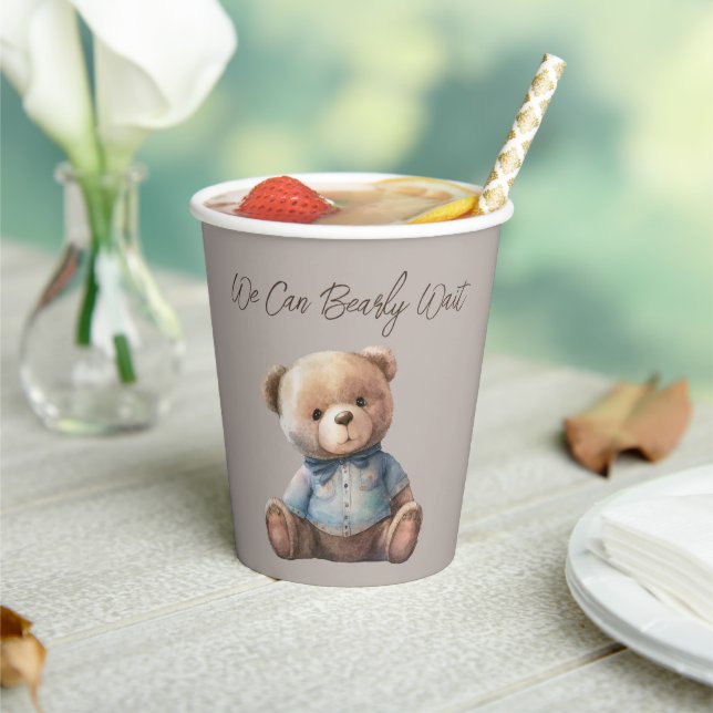 Vasos De Papel Bear Modern Boho Beige Baby Shower (in situ)