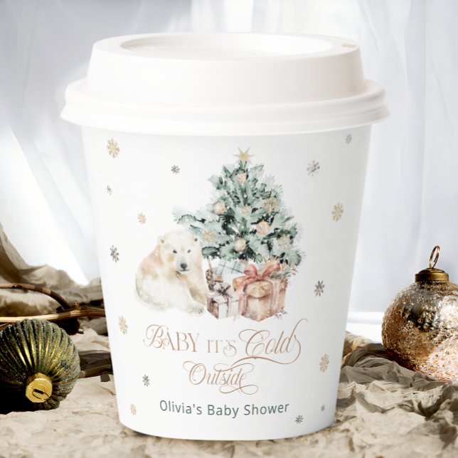 Vasos De Papel Bear Winter Moderno Baby Shower (Subido por el creador)