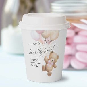 Vasos De Papel Bearly Pink Espera Bearly Moderne Baby Girl Shower