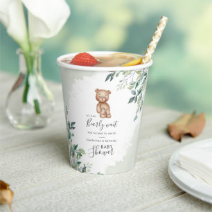 Vasos De Papel Bearly Wait Eucalyptus Foliage Parejas Baby Shower