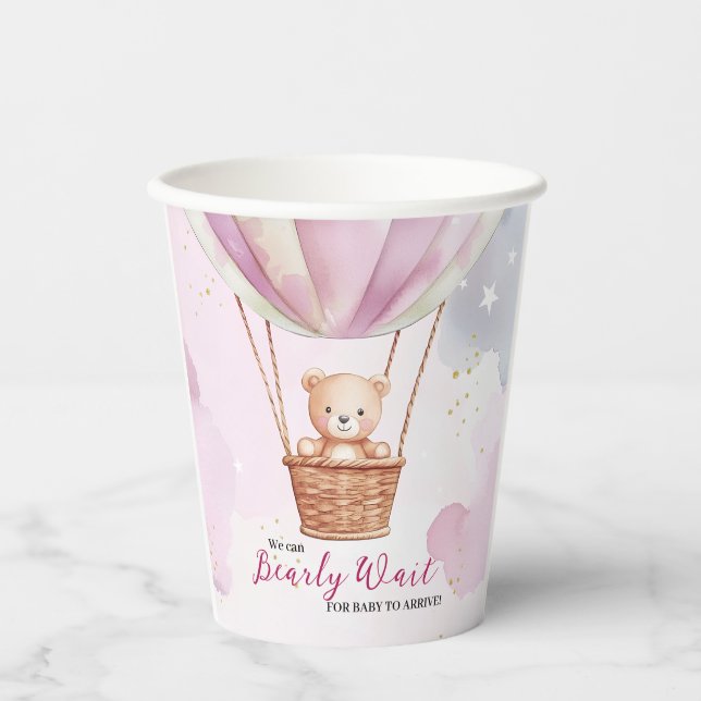Vasos De Papel Bearly Wait Hot Air Balloon Baby Shower (Anverso)