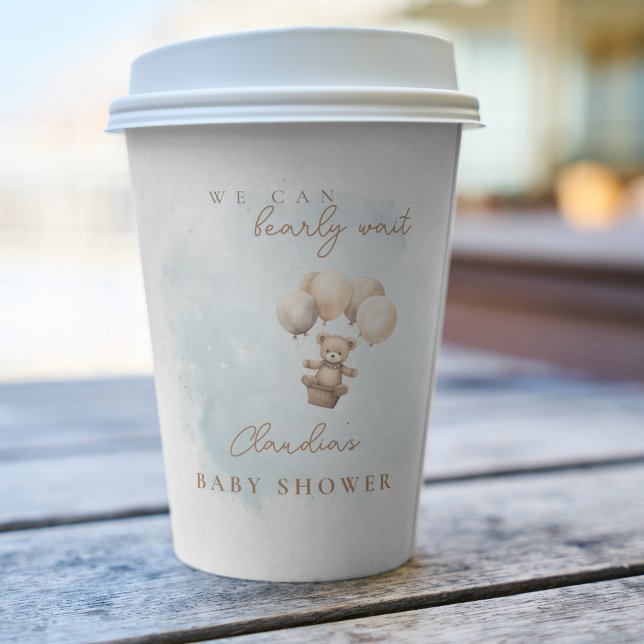 Vasos De Papel Bearly Wait Neutral Baby Shower (Bearly Wait Baby Shower Cup)