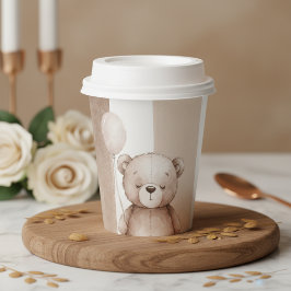 Vasos De Papel Bearly Wait Neutral Teddy Baby Shower