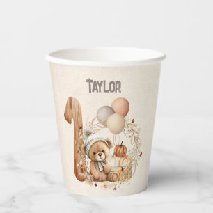 Vasos De Papel Beary 1er cumpleaños Cute Baby Bear Cups de Papel