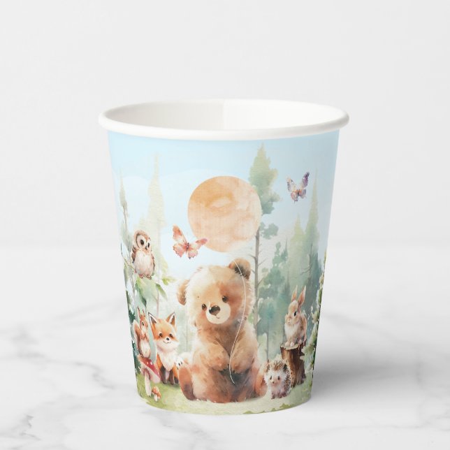 Vasos De Papel Beary Cute Woodland Baby Shower (Izquierda)