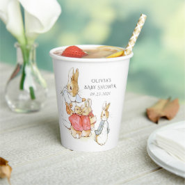 Vasos De Papel Beatrix Potter Baby Shower de conejo vintage