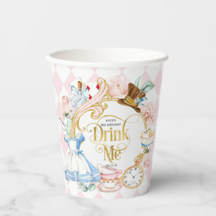 Vasos De Papel Beba, Alicia en el cumpleaños de chicas con temáti