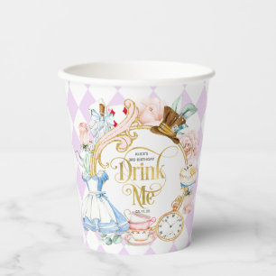 Vasos De Papel Beba, Alicia en el cumpleaños de chicas con temáti