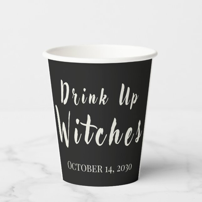 Vasos De Papel Beban las Brujas Divertido Halloween Negro  (Anverso)
