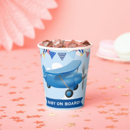 Vasos De Papel ¡Bebé a bordo! Baby Shower de avión de aviación
