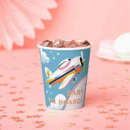Vasos De Papel Bebé a bordo del Baby Shower de avión moderno de a