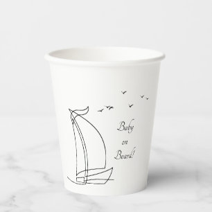 Vasos De Papel Bebé a bordo del barco de vela Beach Baby Shower P