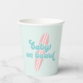Vasos De Papel Bebé a bordo Pink Surf Beach Baby Shower