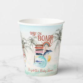 Vasos De Papel Bebé a bordo | Surf Baby Shower